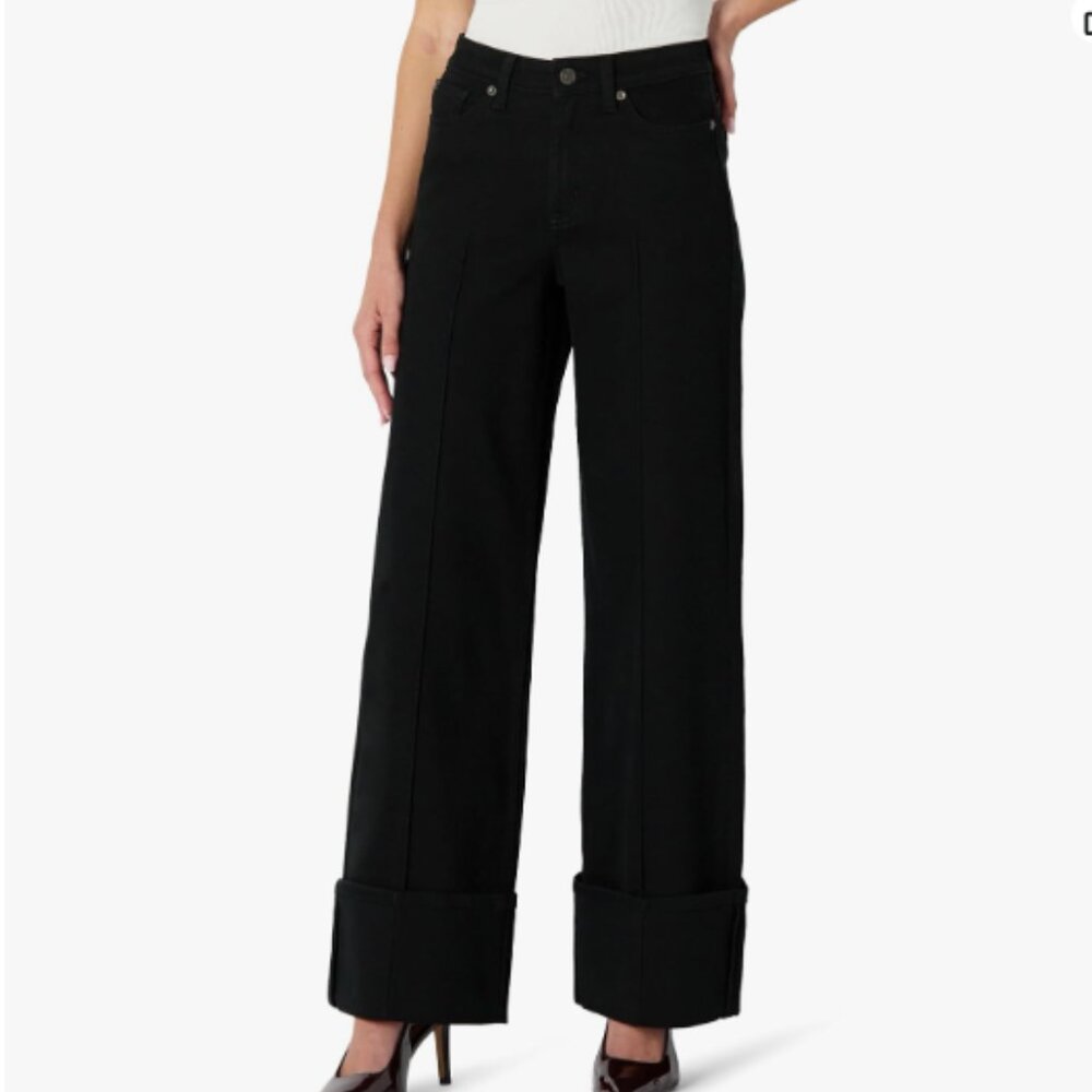Amazon Essentials (Demi's Pick) Women's High-Rise Wide Leg Cuffed Jean - Black 6